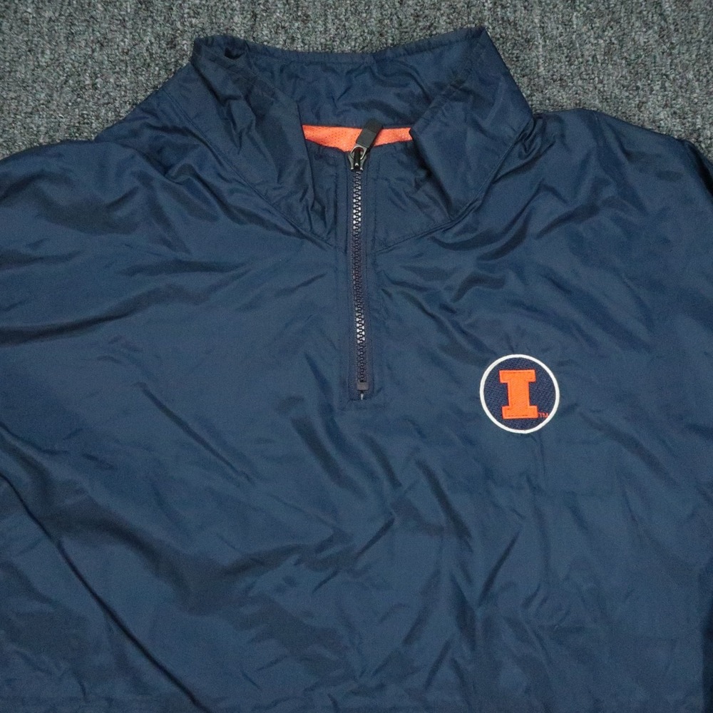 Illinois Fighting Illini Jacket Mens Large Blue Nike Quarter Zip Windbreaker - Picture 2 of 12